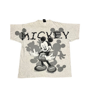 Vintage 90s Grunge Mickey Mouse Big Logo Head T Shirt Disney L/XL